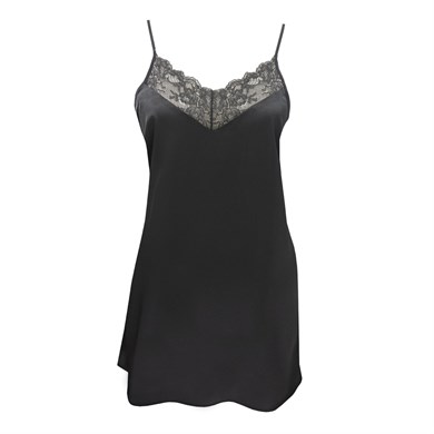 Magic Form 87430 Krep Saten Dantelli Gecelik - Siyah