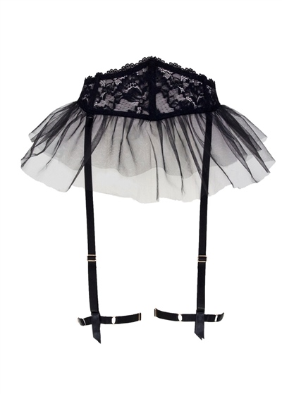 Magic Form 889 Dantelli Tüllü Jartiyer-Siyah