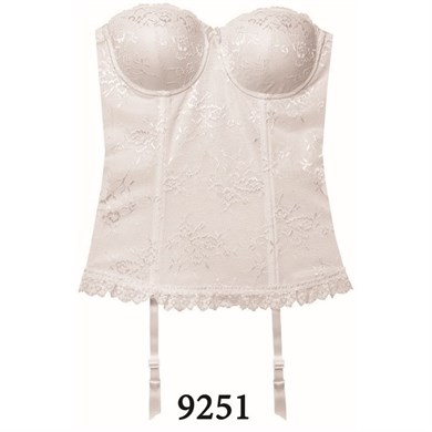 Magic Form 9251 Dantelli Taşlı Uzun Büstiyer - Ekru