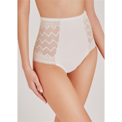 Magic Form 948 Zigzag Dantelli Yüksek Bel Külot - Ekru