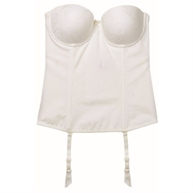 Magic Form 9765 Desenli Kumaşlı Sırtı Açık Uzun Büstiyer - Ekru