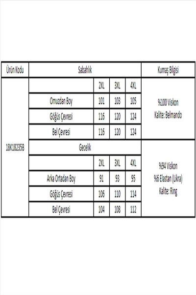 Monamise 18235 Kadın Büyük Beden Gecelik Sabahlık Takım-Kırmızı