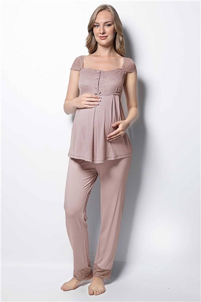 Monamise 18440 Hamile Lohusa Pijama Takım - Vizon