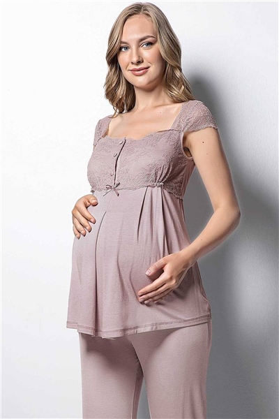 Monamise 18440 Hamile Lohusa Pijama Takım - Vizon