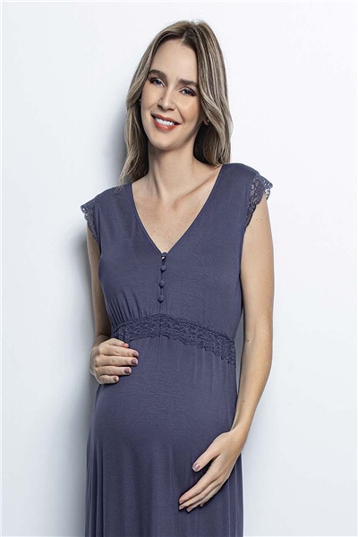 Monamise 18448 Hamile Lohusa Gecelik-Lacivert