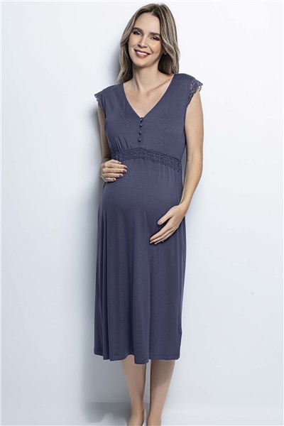 Monamise 18448 Hamile Lohusa Gecelik-Lacivert