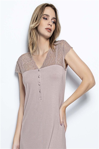 Monamise 18456 Büyük Beden Kadın Gecelik-Vızon