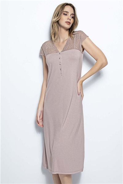 Monamise 18456 Büyük Beden Kadın Gecelik-Vızon