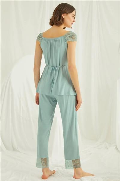 Monamise 18468 Hamile Lohusa Sabahlıklı Pijama Takımı -Yeşil