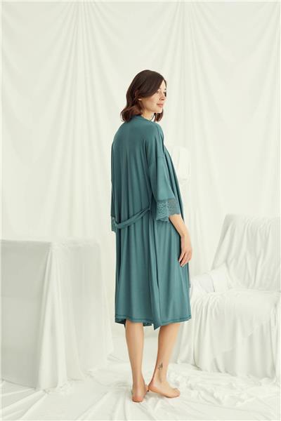 Monamise 18522 Hamile Lohusa Sabahlıklı Gecelik Takım-Yeşil