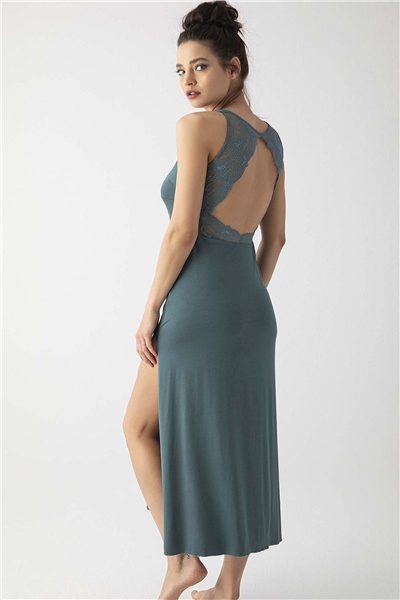 Monamise 19300 Kadın Askılı Gecelik-Yeşil