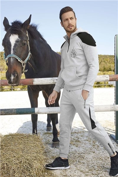 Monamise 21175 Erkek Eşofman Takım-Gri