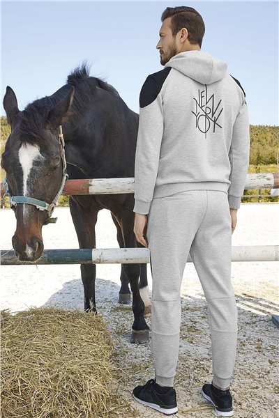 Monamise 21175 Erkek Eşofman Takım-Gri