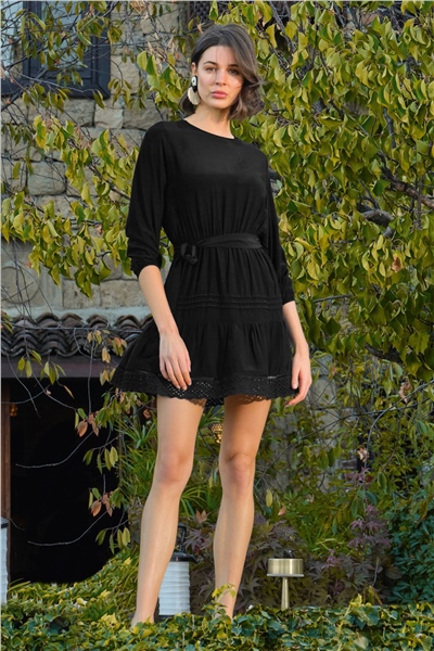 Monamise 22038 Truvakar Kol Elbise-Siyah