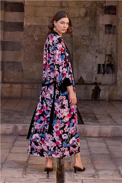 Monamise 23028 Kadın İp Askılı Gecelik Sabahlık Takım-Siyah