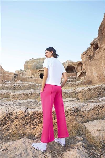 Monamise 23087 Kadın Kısa Kollu Eşofman Takımı-Pembe