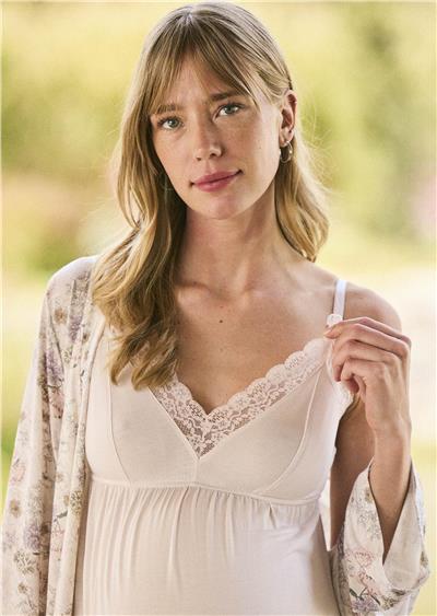 Monamise 24077 Hamile Lohusa Sabahlıklı Gecelik Takım-Pembe