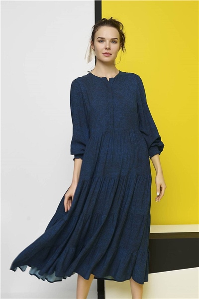 Monamise Kadın Lacivert Maxi Elbise 21042