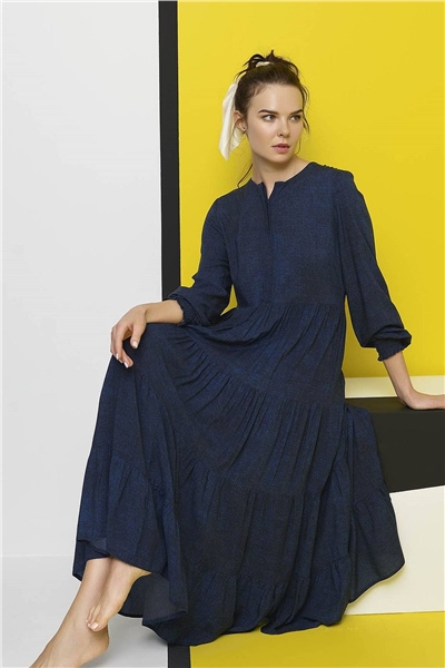 Monamise Kadın Lacivert Maxi Elbise 21042