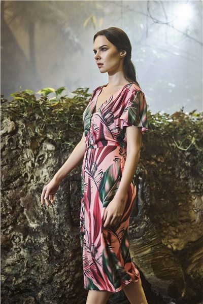 Monamise Kadın Vişne Düğmeli Midi Elbise 21030