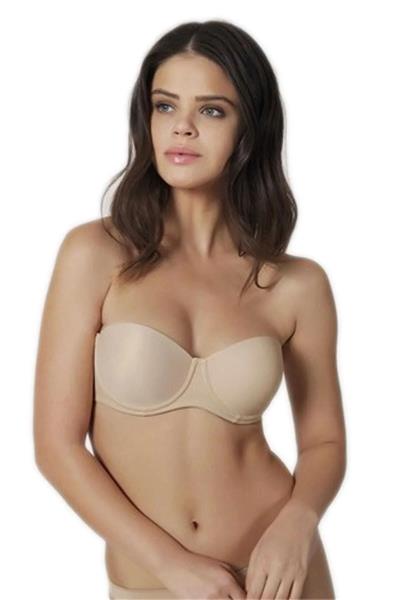 Nurteks 1502 Kadın Balenli Desteksiz Kaplı Straplez Sütyen -Ten