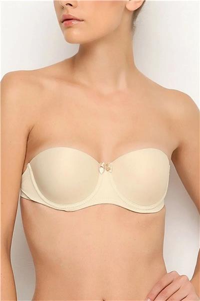 Nurteks 1505 Kadın Askısı ve Sırtı  Şeffaf Push-up Straplez Sütyen-Ten
