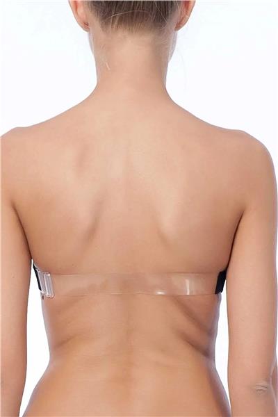 Nurteks 1505 Kadın Askısı ve Sırtı  Şeffaf Push-up Straplez Sütyen-Siyah