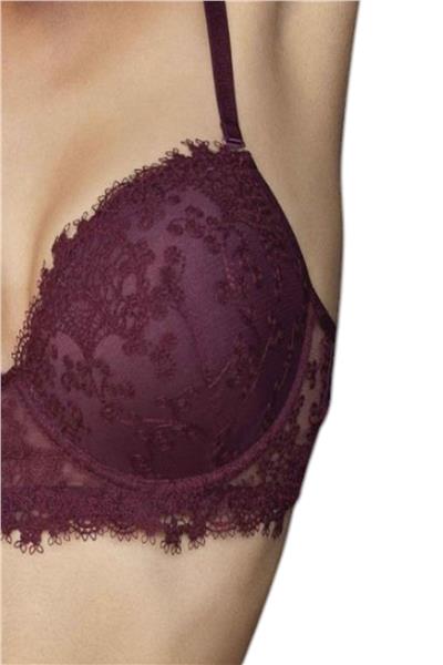 Nurteks 4487 Kadın Dantelli Destekli Sütyen Külot Takım-Mor