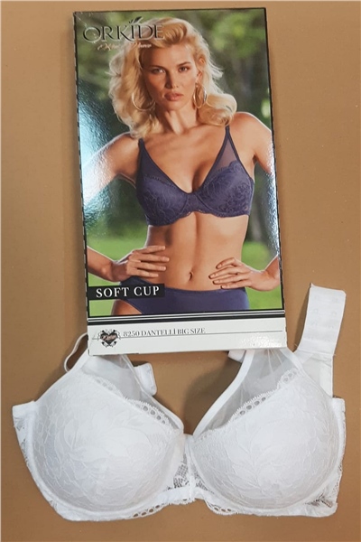 Orkide  8250 Büyük Beden Soft Cup Dantelli Sütyen-Beyaz