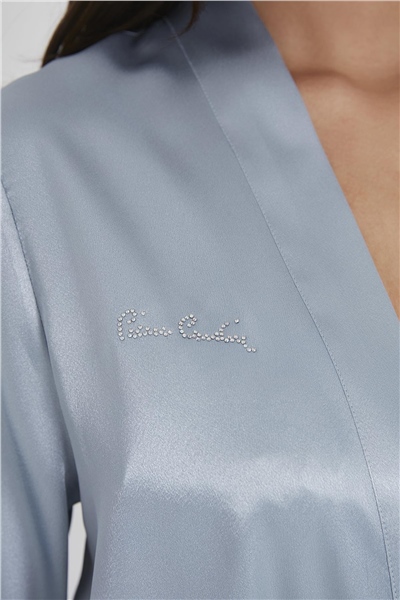 Pierre Cardin 1010 Kadın Saten Sabahlık - Mist
