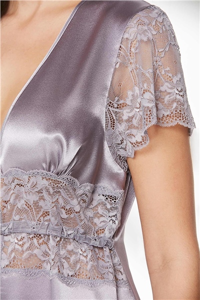 Pierre Cardin 1020 Kadın Saten Sabahlık-Royal