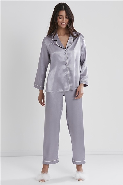 Pierre Cardin 1200 Kadın Saten Pijama Takımı-Royal