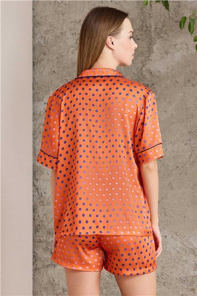 Pierre Cardin 1225 Kadın Empirme Saten 3lü Şort Takım-Sunset