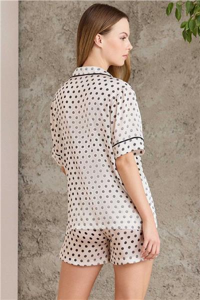 Pierre Cardin 1225 Kadın Empirme Saten 3lü Şort Takım-Siyah