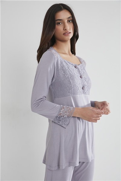 Pierre Cardin 1241 Kadın Penye Uzun Kollu Pijama Takımı-Royal