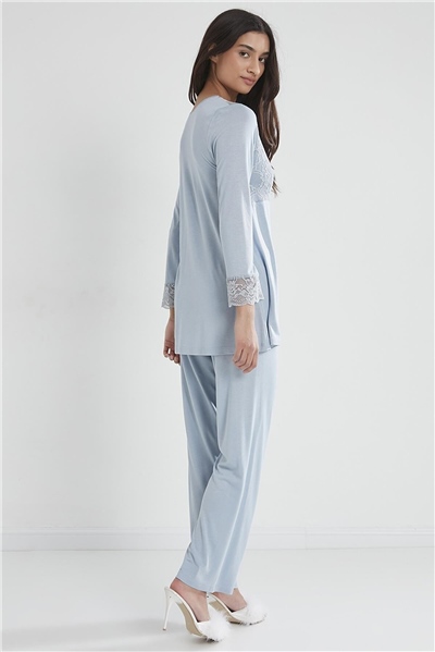 Pierre Cardin 1241 Kadın Penye Uzun Kollu Pijama Takımı-Mist