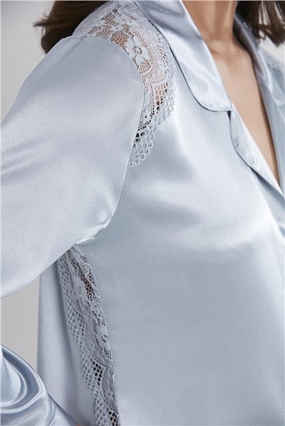 Pierre Cardin 1438 Kadın Saten Dantelli Pijama Takımı-Mist