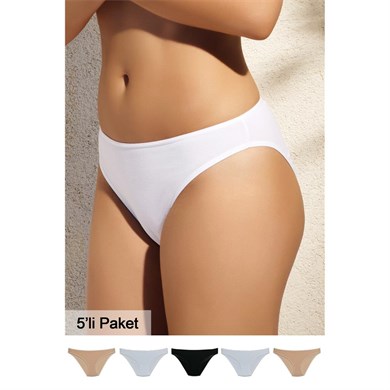 Pierre Cardin 2055 Beşli Slip Külot - Beyaz-Ten-Siyah