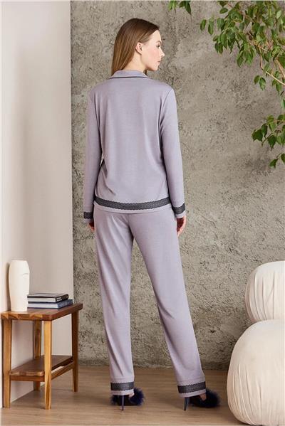Pierre Cardin 2200 Kadın Uzun Kollu Gömlek Pijama Takımı-Royal
