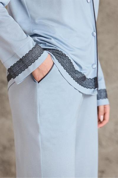 Pierre Cardin 2200 Kadın Uzun Kollu Gömlek Pijama Takımı-Mist