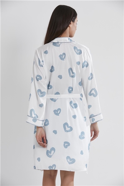 Pierre Cardin 2406 Kadın Saten Emprime Gecelik&Sabahlık Takım - Mist