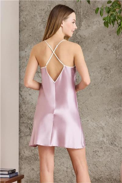 Pierre Cardin 2420 Kadın Saten Empirme Sabahlıklı Gecelik Takım-Rose
