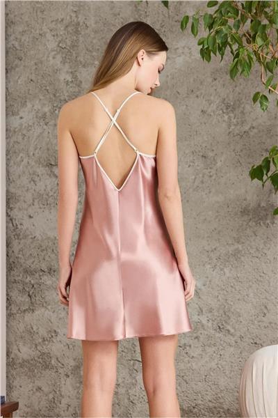 Pierre Cardin 2420 Kadın Saten Empirme Sabahlıklı Gecelik Takım-Brandy