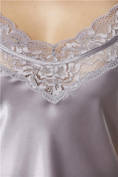 Pierre Cardin 2475 Kadın Sabahlıklı İp Askılı Saten Dantelli Şort Takım-Royal