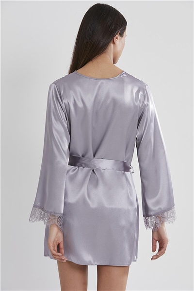 Pierre Cardin 2490 Kadın Sabahlıklı İp Askılı Saten Dantelli Şort Takım-Royal