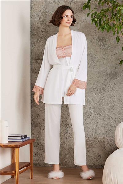 Pierre Cardin 2805 Hamile Lohusa Sabahlıklı Pijama Takım-Brandy