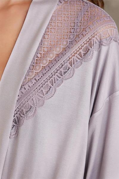 Pierre Cardin 2820 Kadın Penye Dantelli Sabahlıklı Pijama Takım-Royal