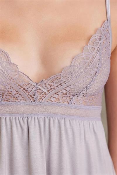 Pierre Cardin 2820 Kadın Penye Dantelli Sabahlıklı Pijama Takım-Royal