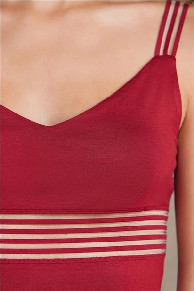 Pierre Cardin 300 Kadın Kalın Askılı Dantelli Atlet Külot takım-Bordo