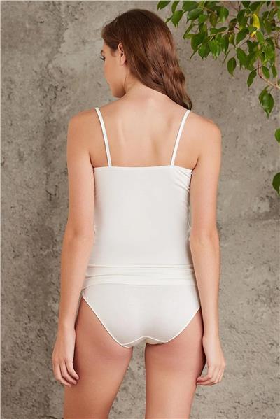 Pierre Cardin 330 Kadın İp Askılı Atlet Külot Takım-Ekru